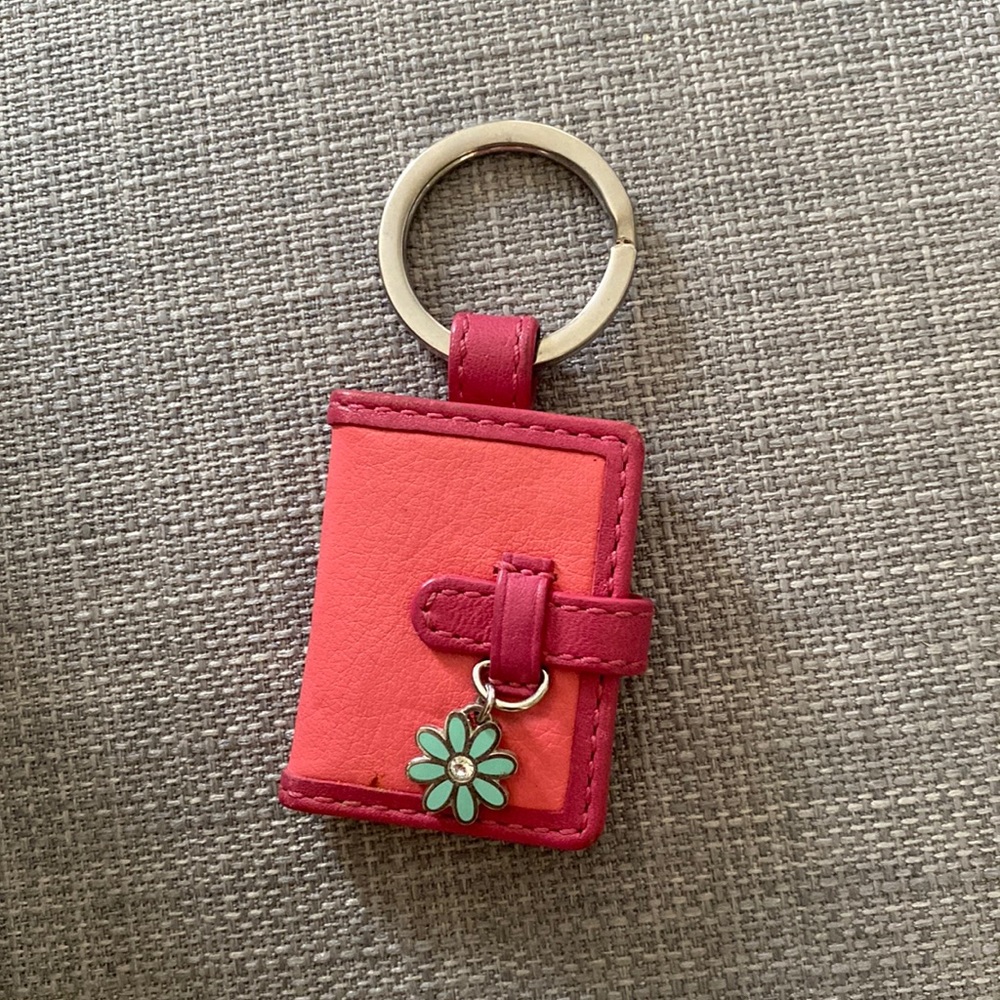 Coach key ring chain y2k pink photo book with charm leather